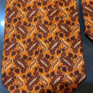 Zegna orange gold with brown paisley tie